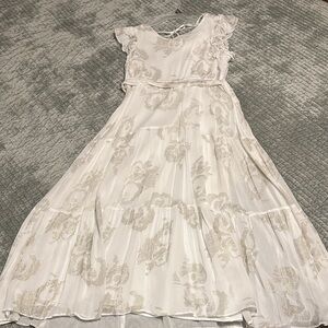 A Loves A White and Gold Kids  Dress